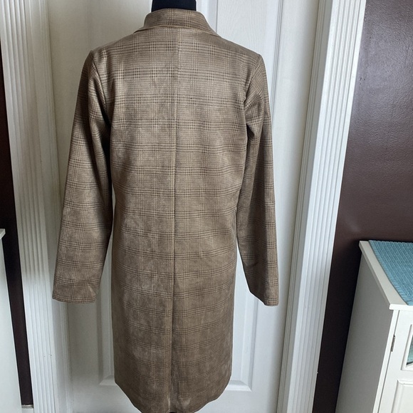 Buckle Black Plaid Trench Jacket Taupe & Black Sz M NWOT - Picture 4 of 8